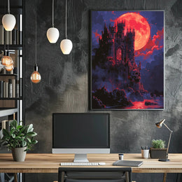 Blood Moon Castle Art Print Poster for Home Decor PosterGoat