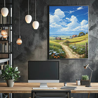 Idyllic Countryside Landscape Bright Artistic Rural Poster