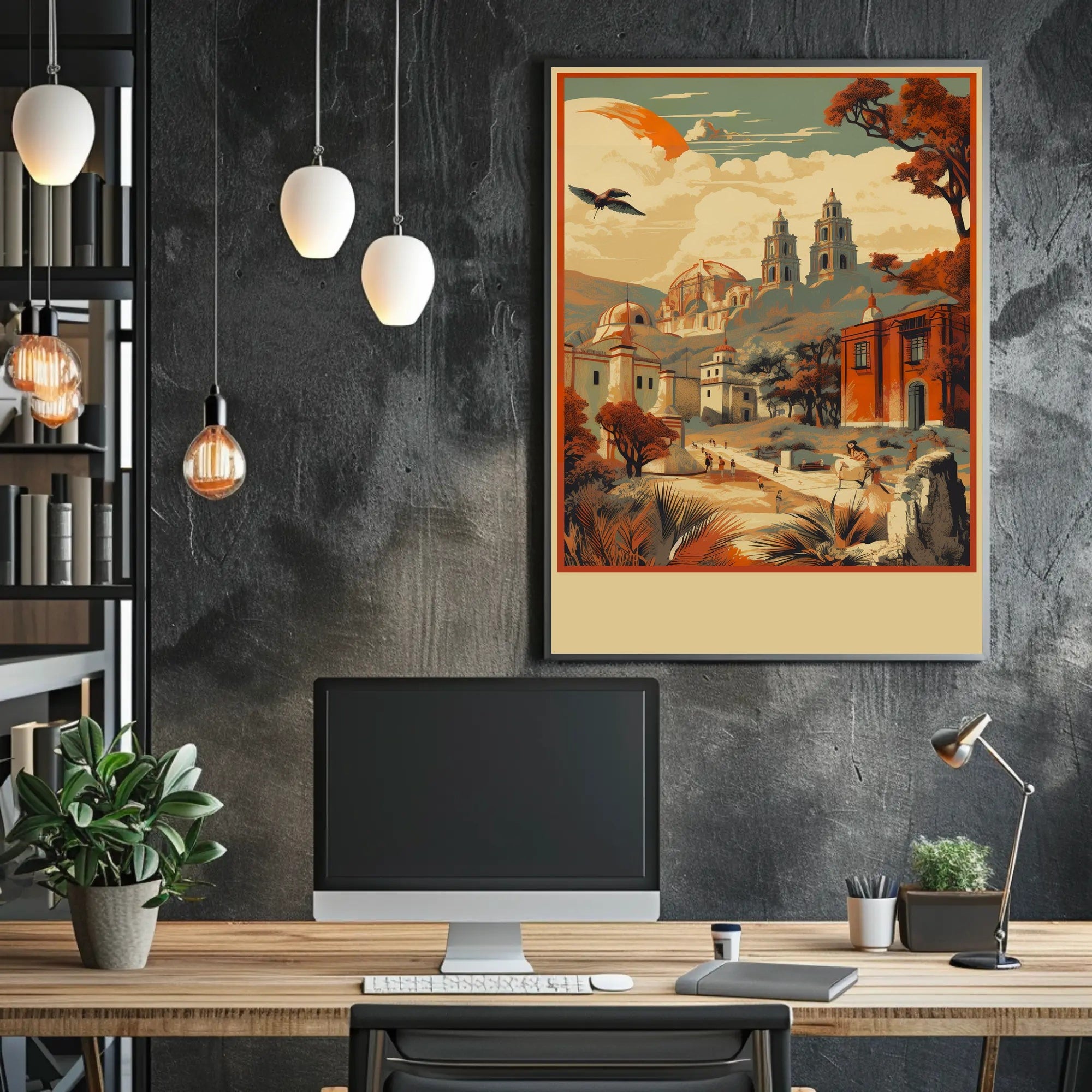 Serene Village Landscape Poster
