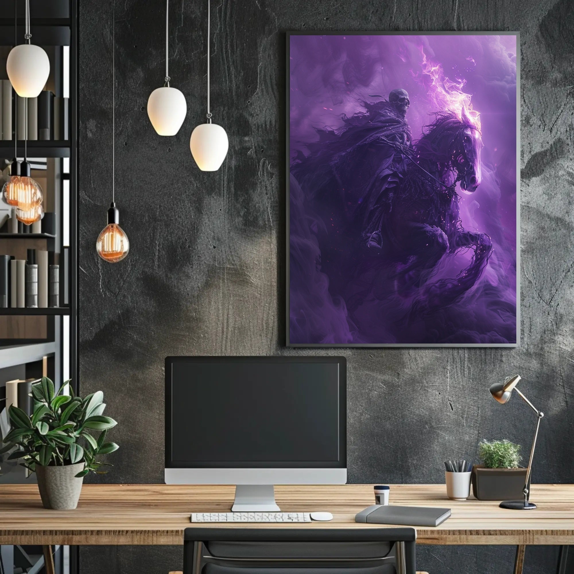 Skeletal Rider on Ghostly Horse: Fantasy or Mythology Poster PosterGoat
