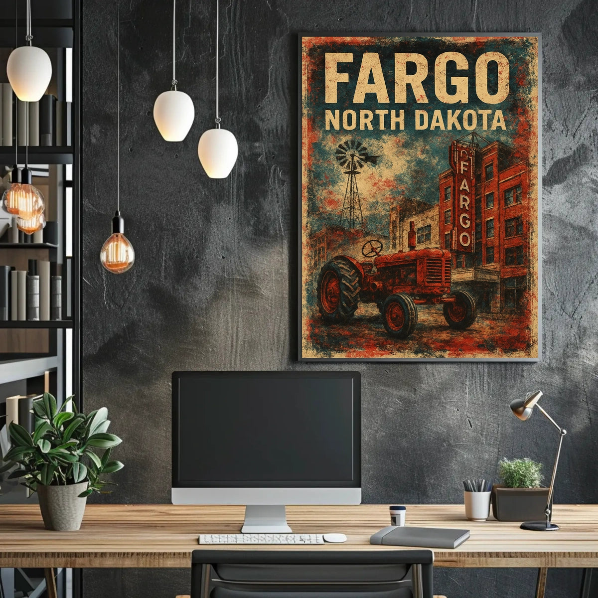 Fargo North Dakota Scenic Vintage Map Wanderlust Poster