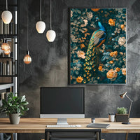 Majestic Peacock Floral Paradise Wall Art