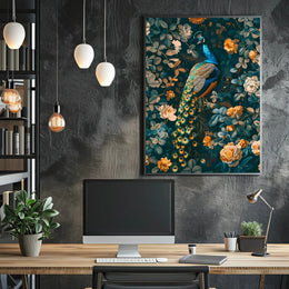 Majestic Peacock Floral Paradise Wall Art