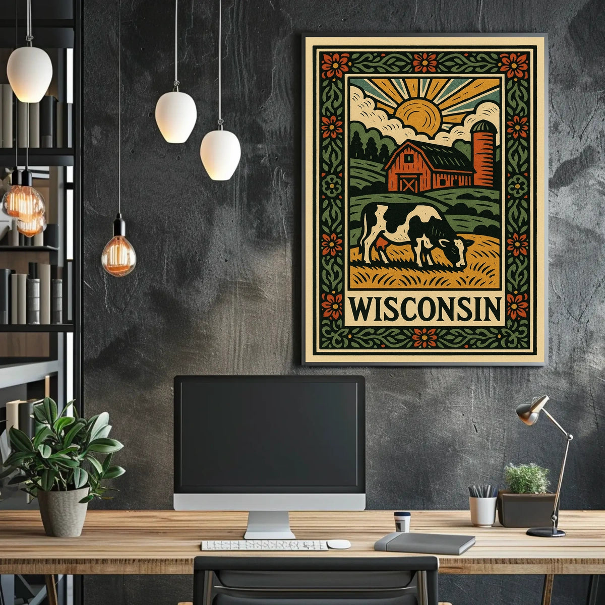 Timeless Rustic Wisconsin Countryside Landscape Wall Art Vintage Inspired Poster
