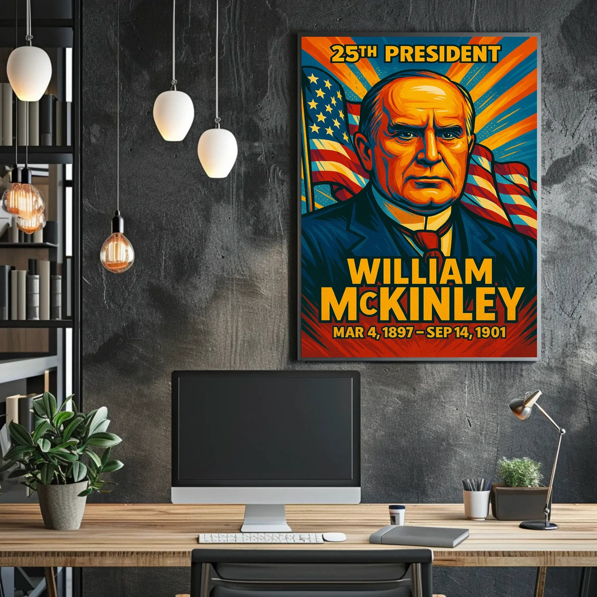 William McKinley 25th President of the United States Colorful Comic Book Style Poster