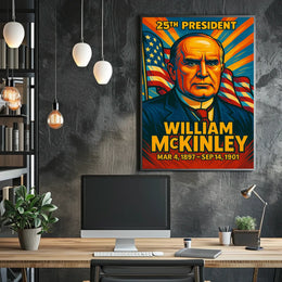 William McKinley 25th President of the United States Colorful Comic Book Style Poster