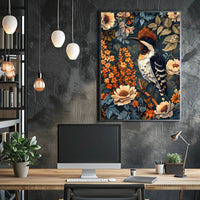 Vibrant Woodpecker Illustration Artistic Poster