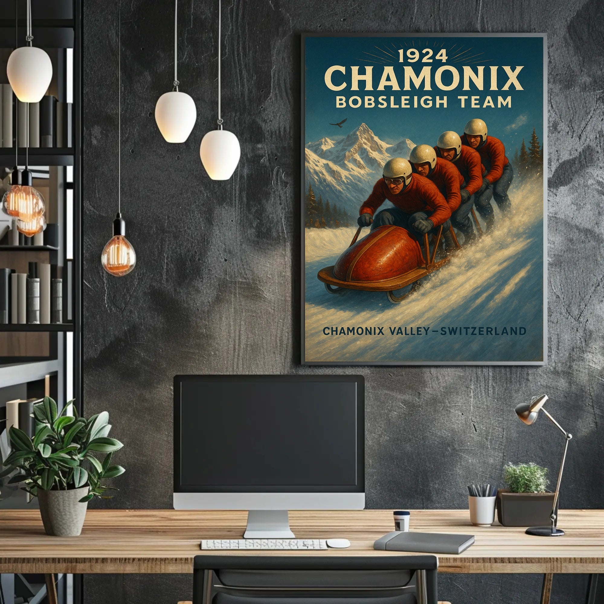 1924 Chamonix Bobsleigh Team Poster