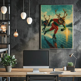 Reindeer On Ice Poster
