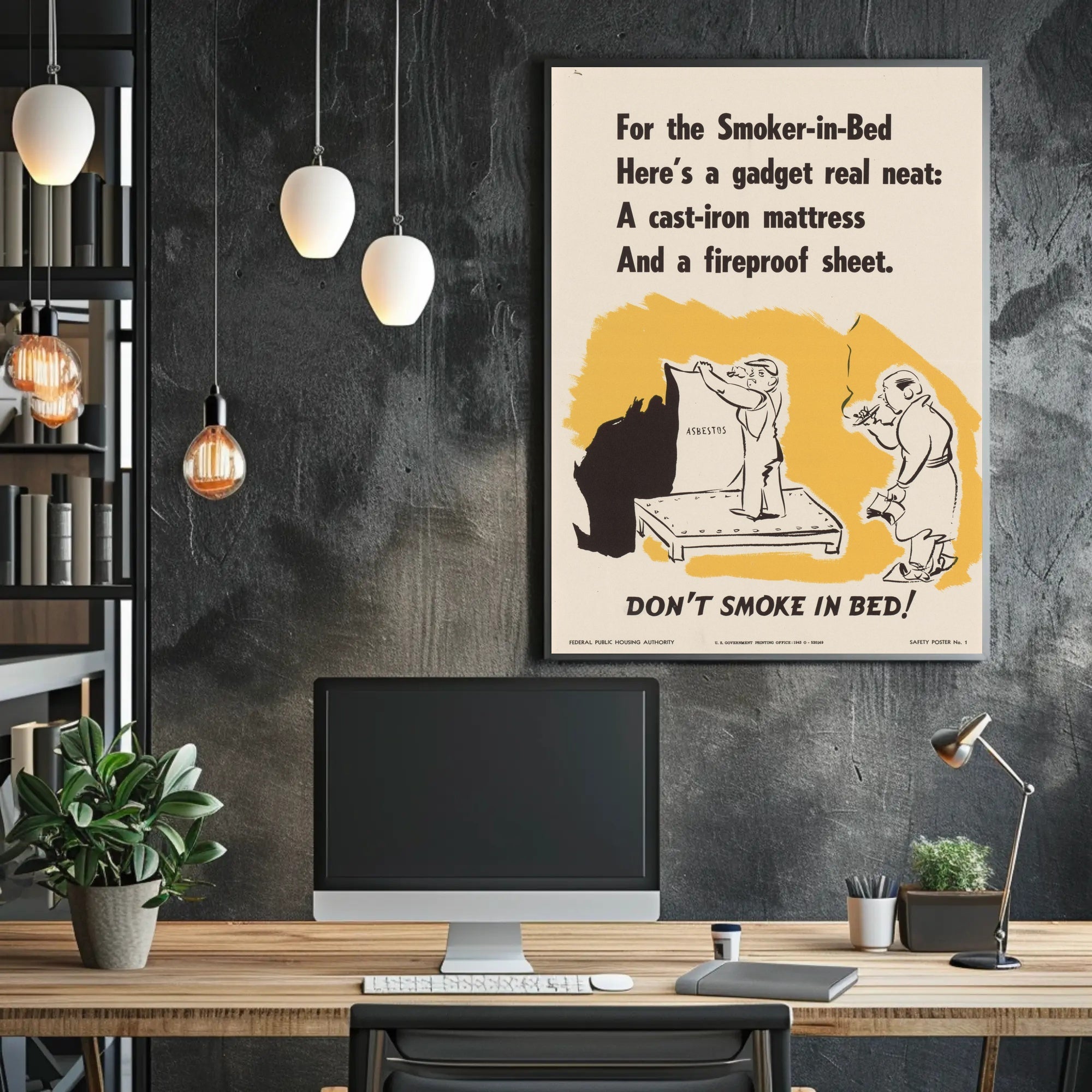 Don't Smoke in Bed Safety Poster PosterGoat