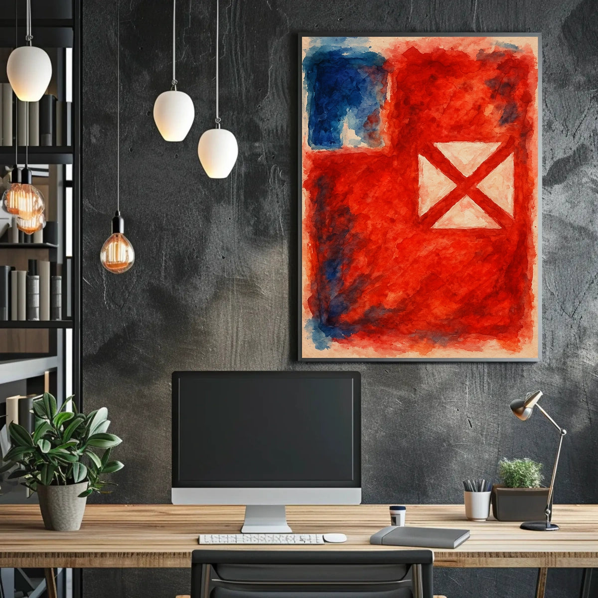 Abstract Red And Blue Composition Poster