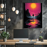 Vivid Sunset Dramatic Silhouette Art Poster - Artistic Poster