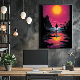 Vivid Sunset Dramatic Silhouette Art Poster - Artistic Poster