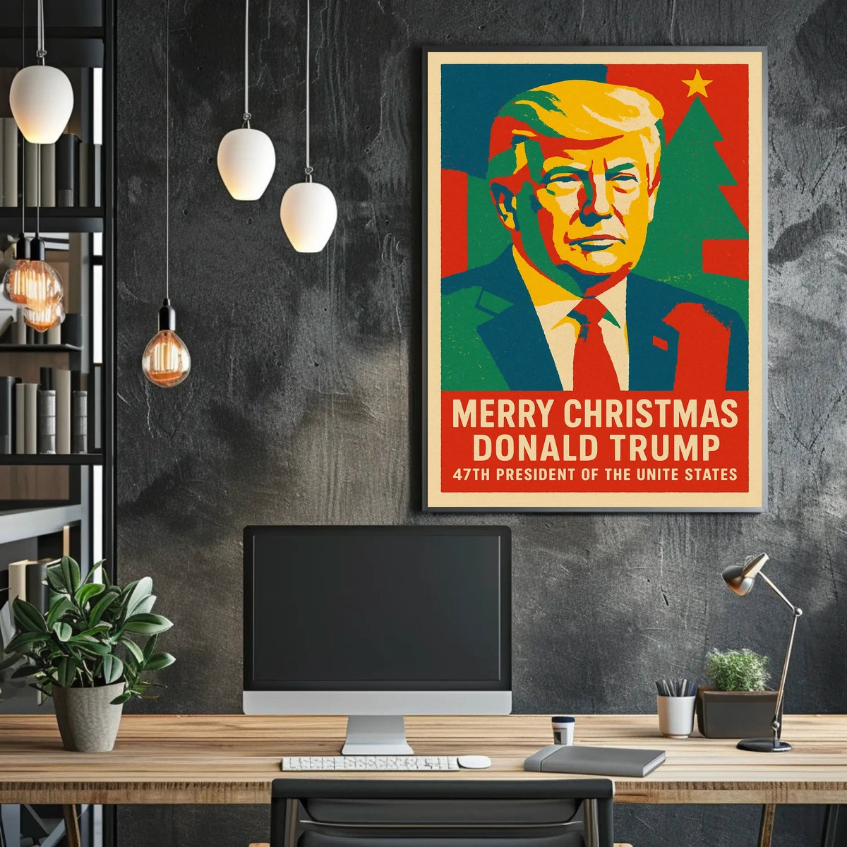 Trump Christmas Spirit Illustration Celebrating Presidential Legacy Poster