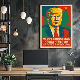 Trump Christmas Spirit Illustration Celebrating Presidential Legacy Poster