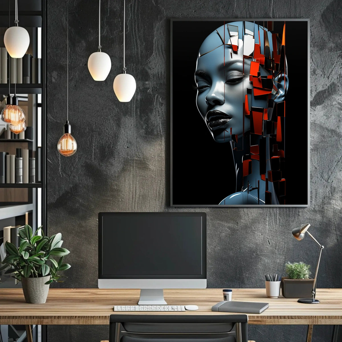 Futuristic Abstract Human AI Art Poster Print
