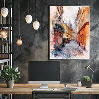 Vivid City Scene Lviv Old Town Street View Ukraine Poster
