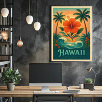 Hawaiian Tropical Paradise Vintage Travel Poster