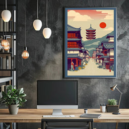 Tranquil Japanese Street Scene Poster