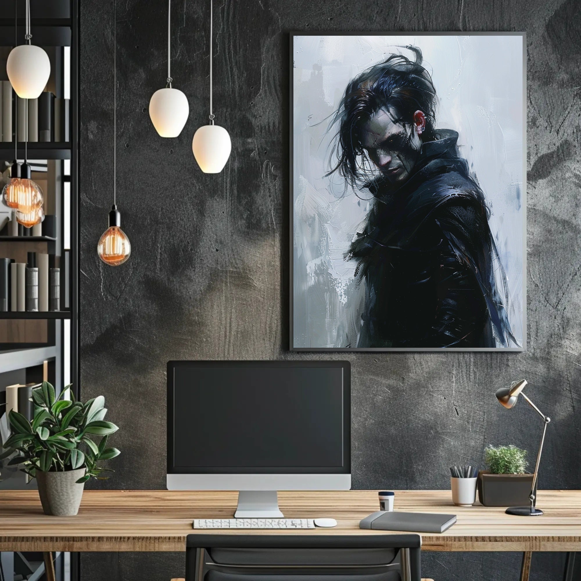 Mysterious Warrior in Dark Fantasy Poster Art PosterGoat