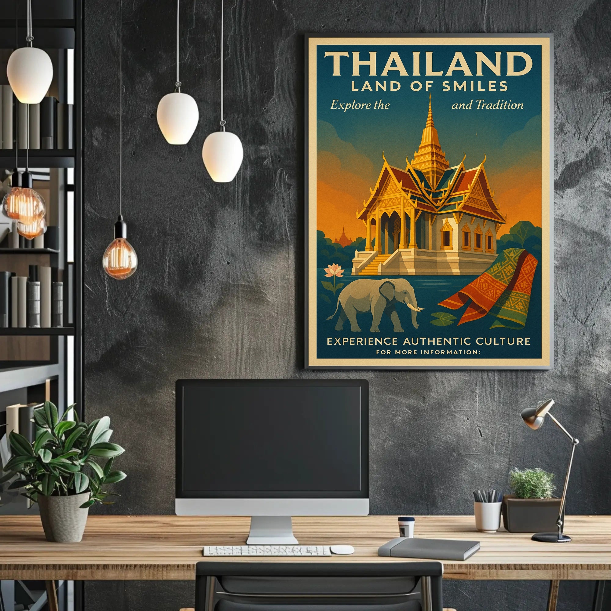 Thailand Vintage Travel Poster for Cultural Heritage Enthusiasts