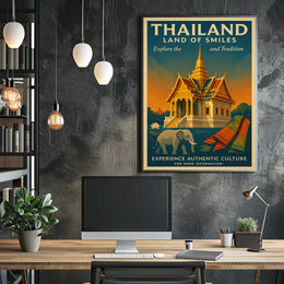 Thailand Vintage Travel Poster for Cultural Heritage Enthusiasts