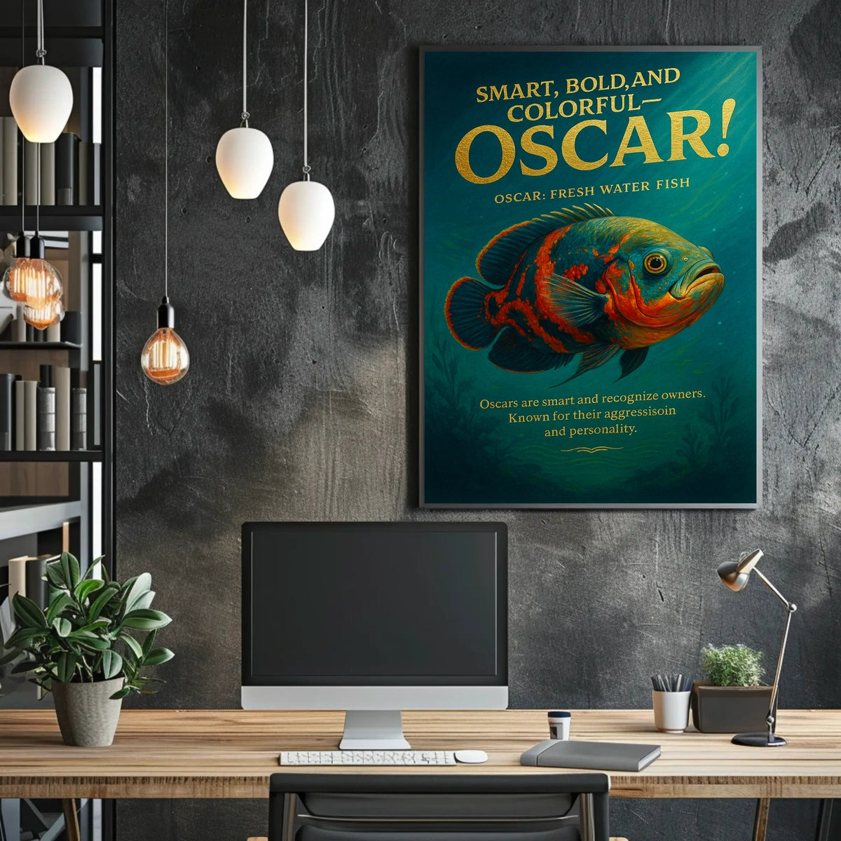 Oscar Fish Illustration: Bold Aquatic Art Poster