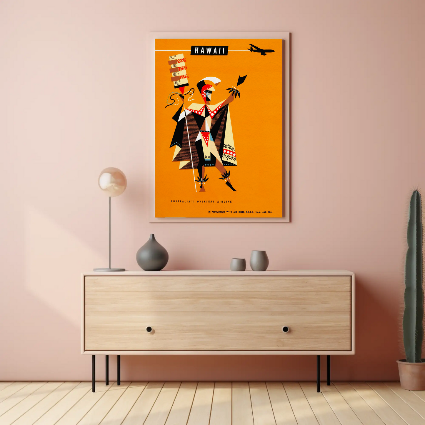 Hawaii Abstract Warrior Airline Promo Art Travel Poster