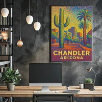 Chandler Arizona Pointillist Cityscape Desert Sunset Poster