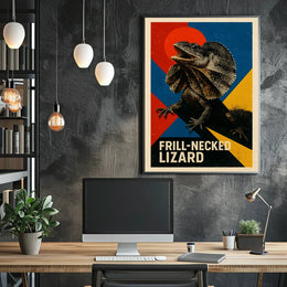 Frill-Neck Lizard Wildlife Art Poster