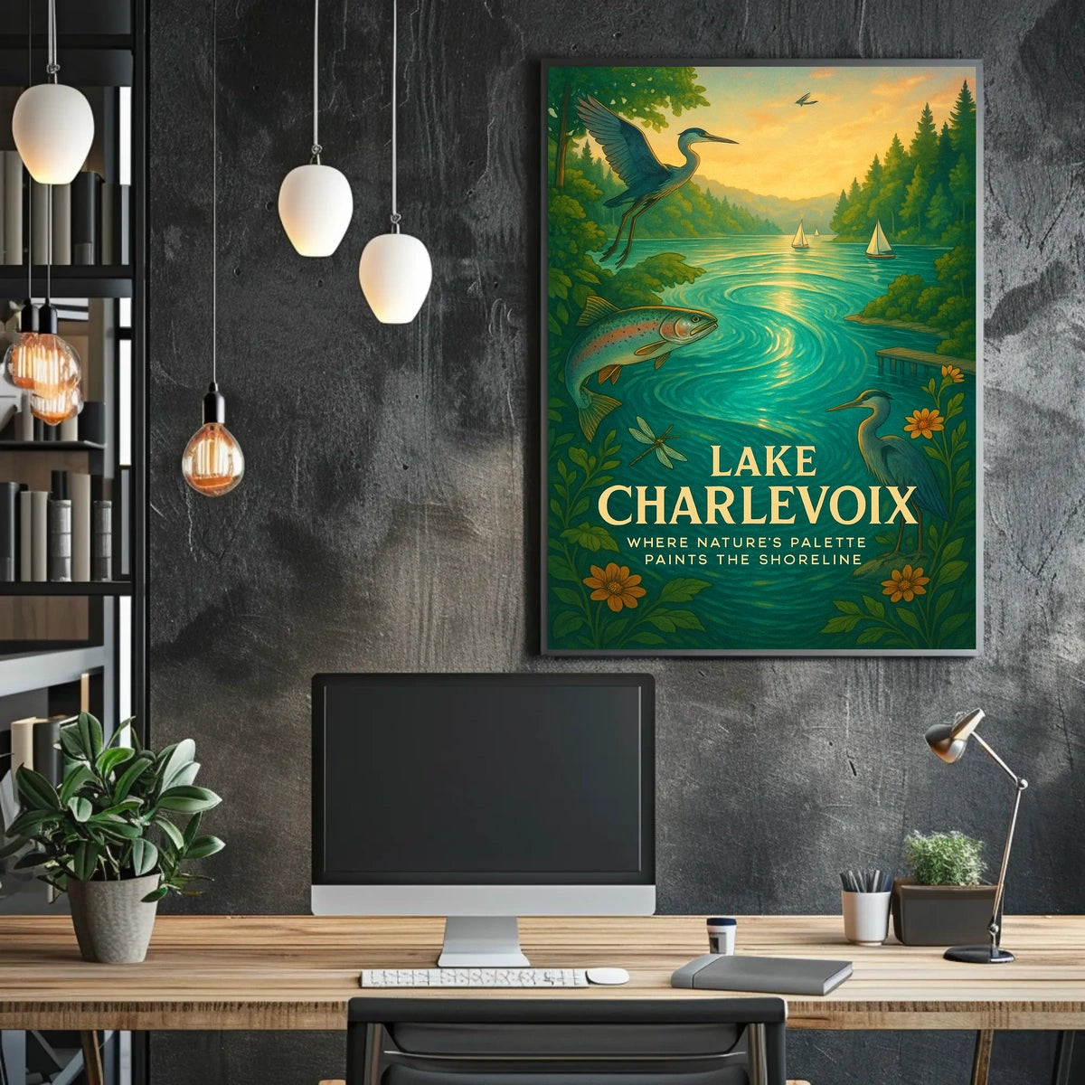 Lake Charlevoix Sunset Serenity Travel Poster