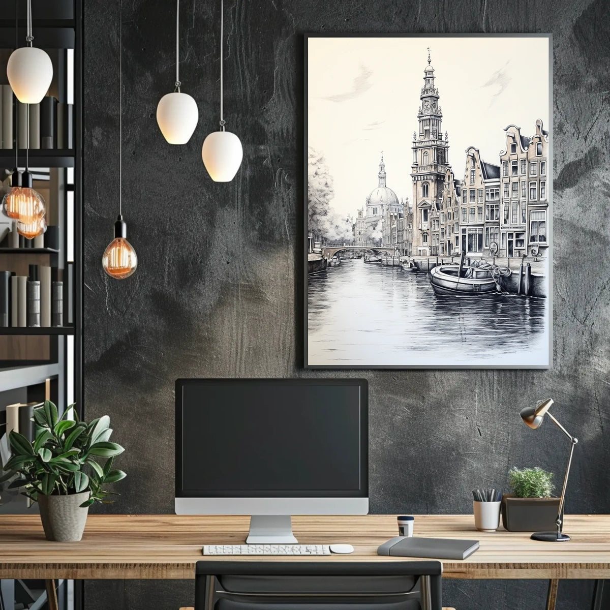 Amsterdam Canal Art Print European Travel Poster
