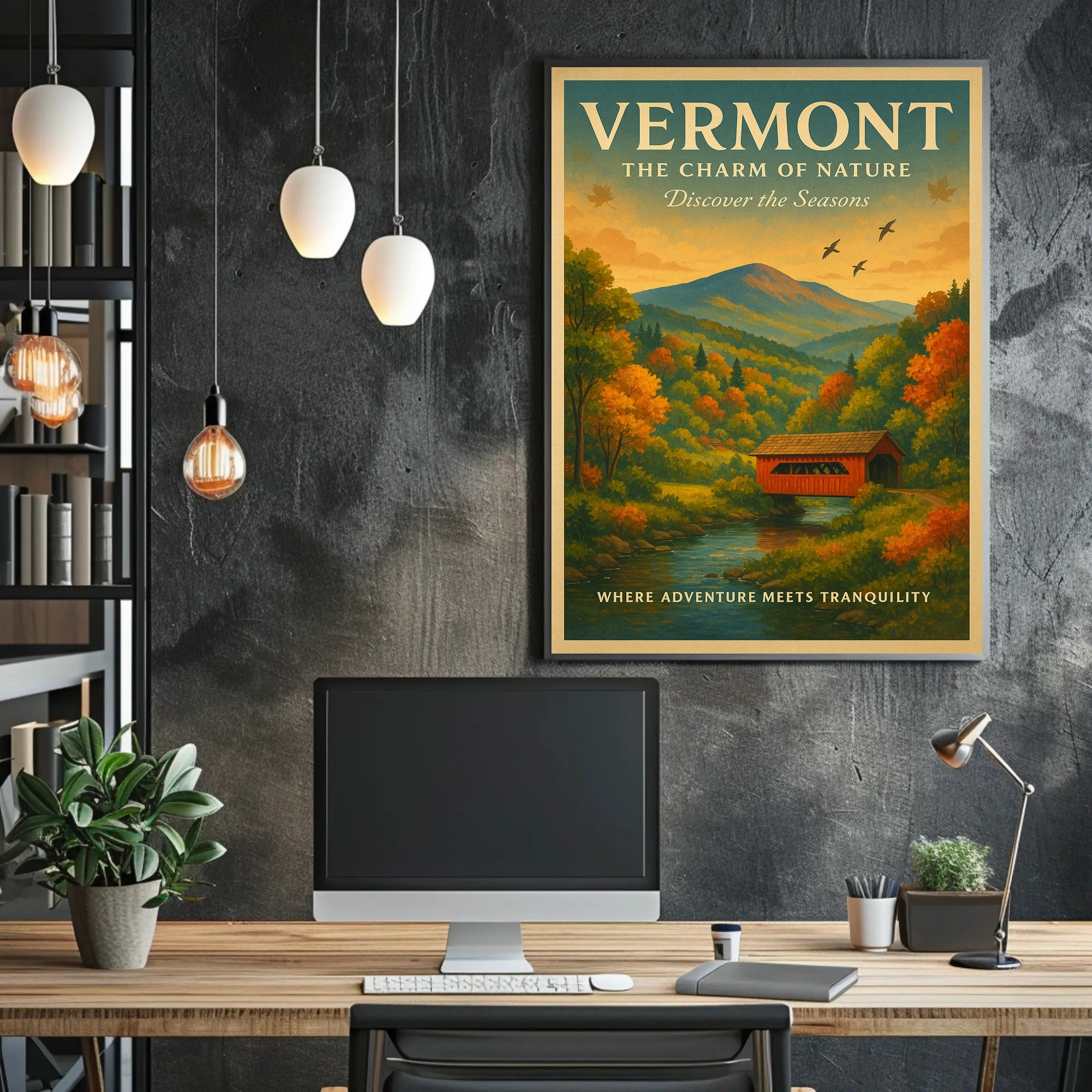 Vermont Autumn Tranquility Vintage Travel Poster