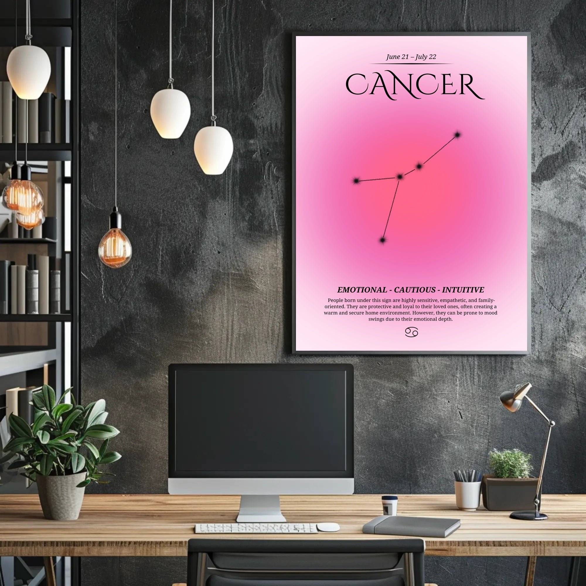 Cancer Zodiac Sign Modern Art with Astronomy Poster PosterGoat