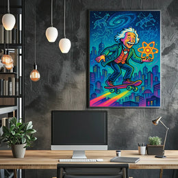 Cosmic Einstein on a Skateboard Poster