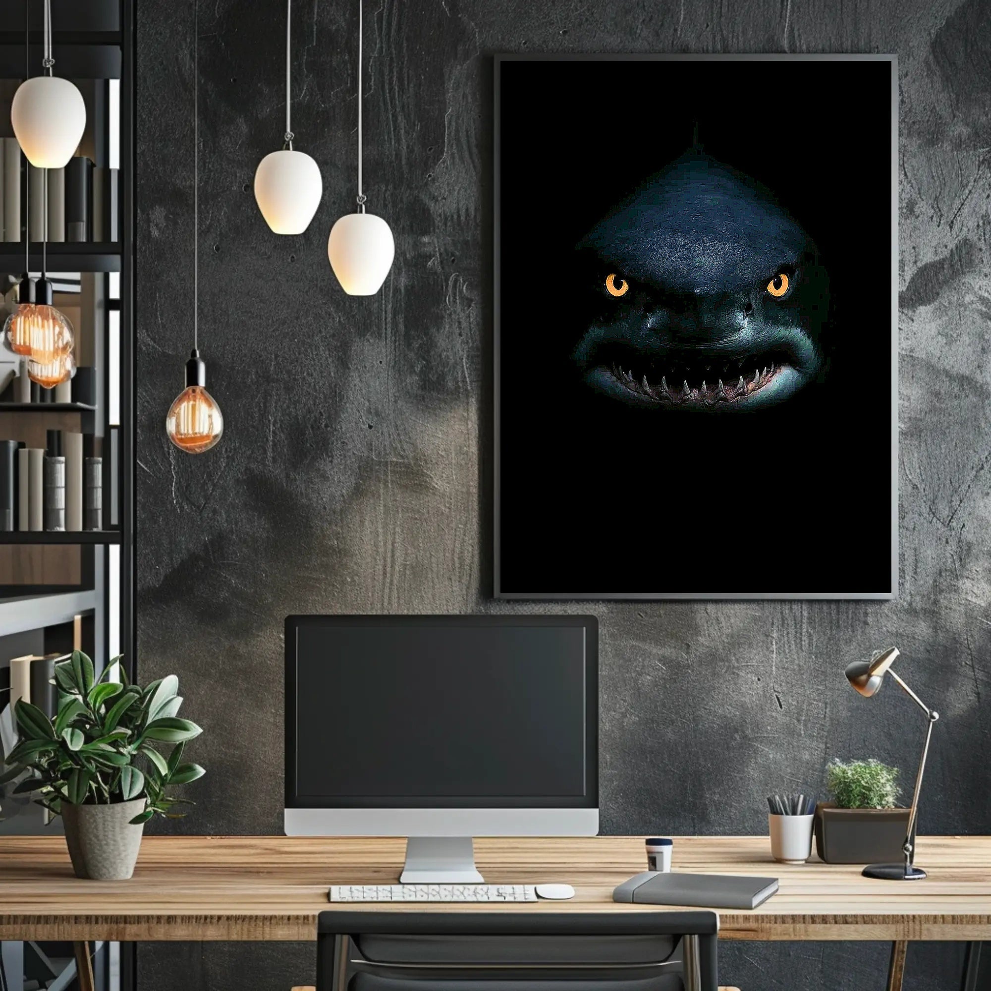 Shark's Menacing Glare: Realistic Animal Poster