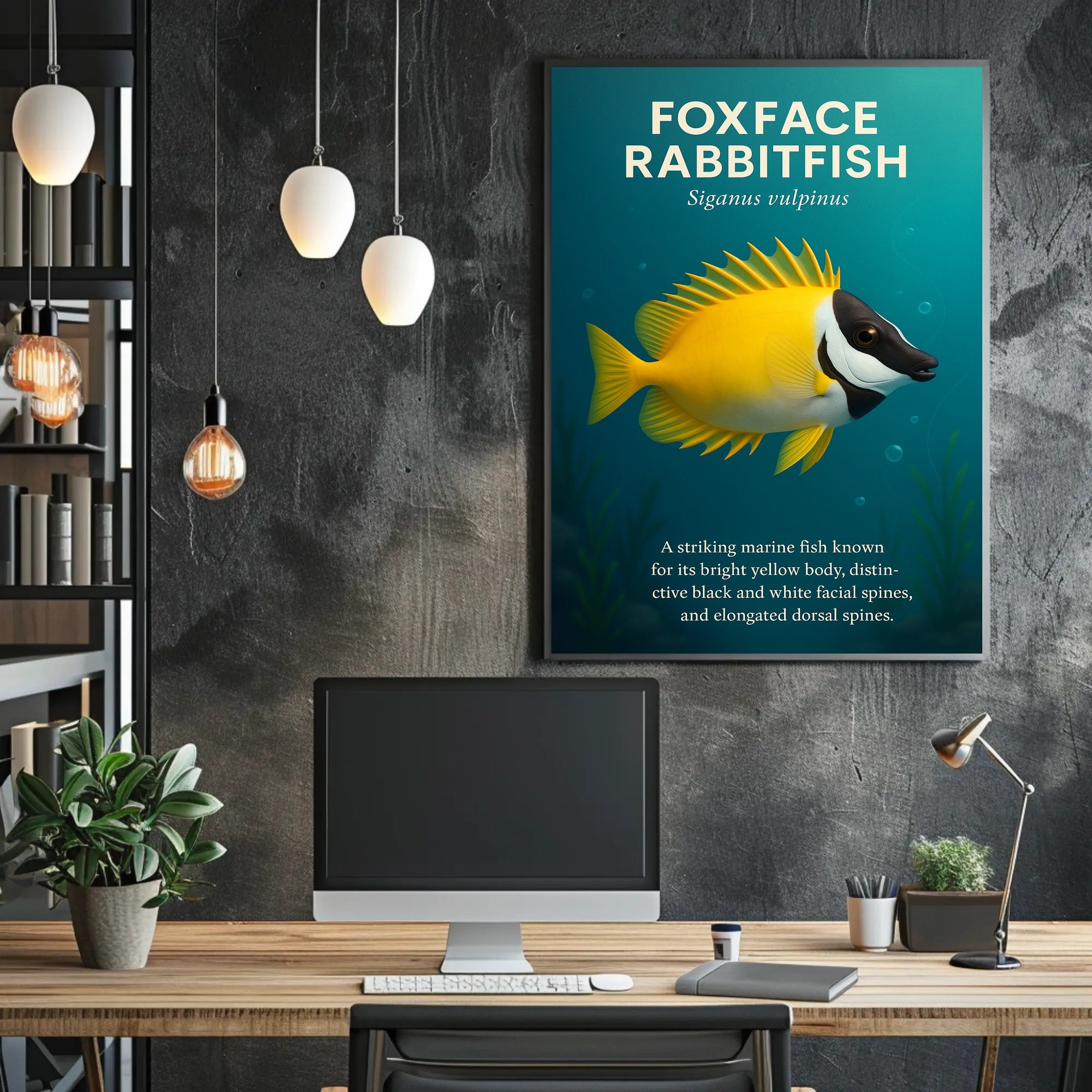 Foxface Rabbitfish Vibrant Illustration Educational or Infographic Poster PosterGoat
