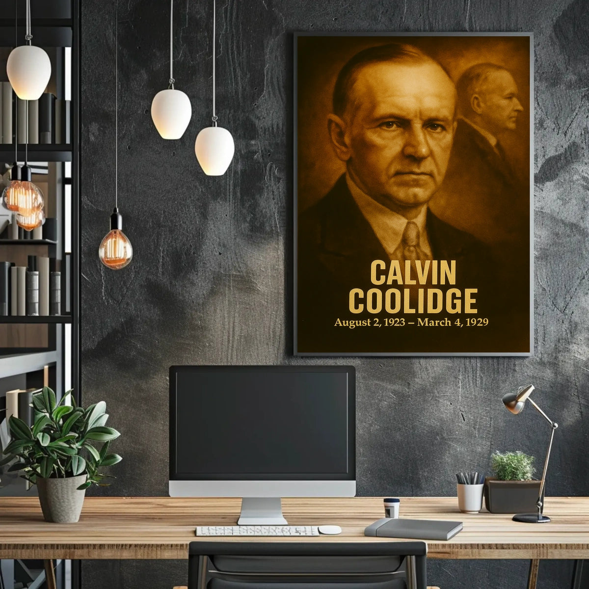 Calvin Coolidge Presidential Poster Vintage Analog Film Aesthetic Wall Art Portrait Historical Print