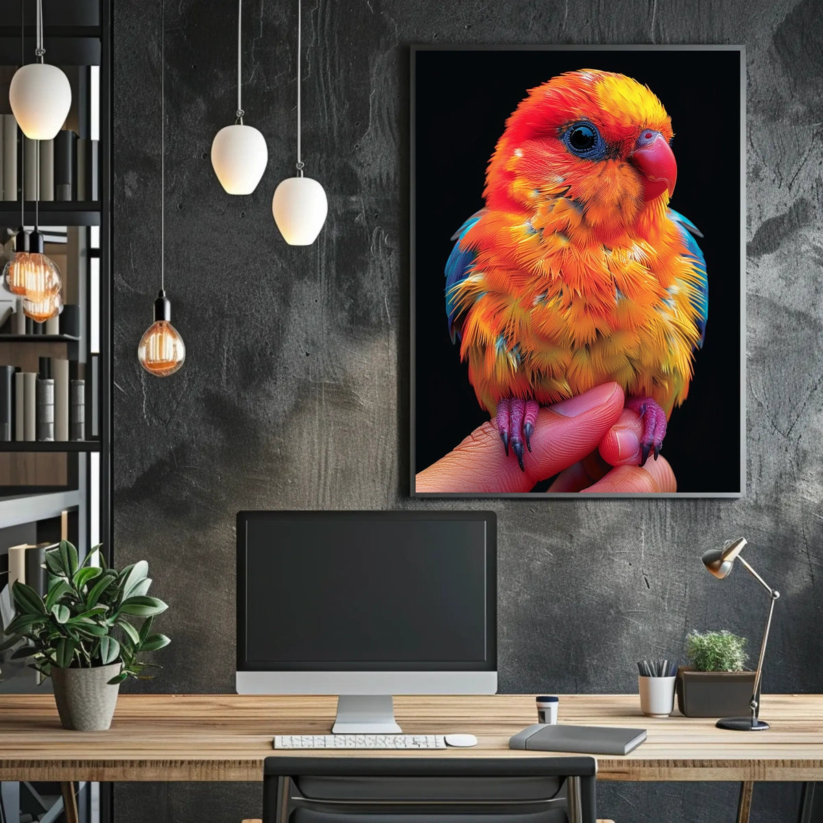Vibrant Parrot Portrait Poster