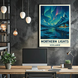 Northern Lights Over Iceland Winter Travel Poster PosterGoat