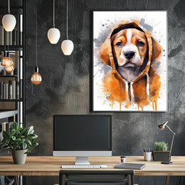 Hoodie Pup Watercolor Poster Print Wall Art