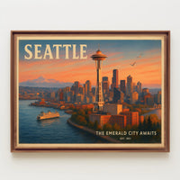 Welcome to Seattle Travel Poster Art Print