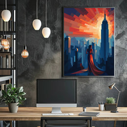 Art Deco New York Cityscape Poster Vintage Wall Art