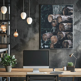 Stacked Logs Woodland Serenity: National Park Poster