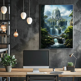 Enchanted Waterfall City Poster