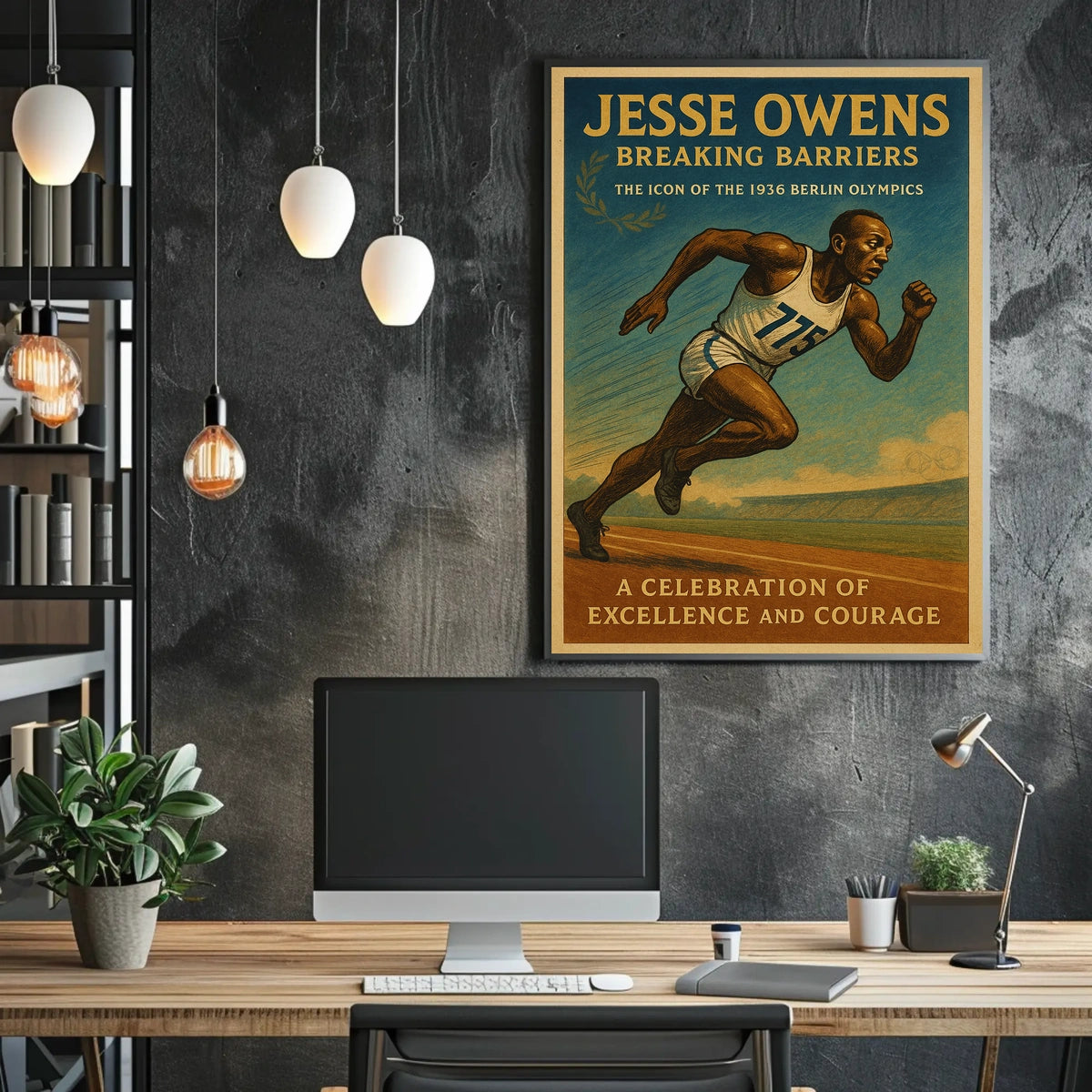 1936 Olympic Athlete Vintage Art Poster