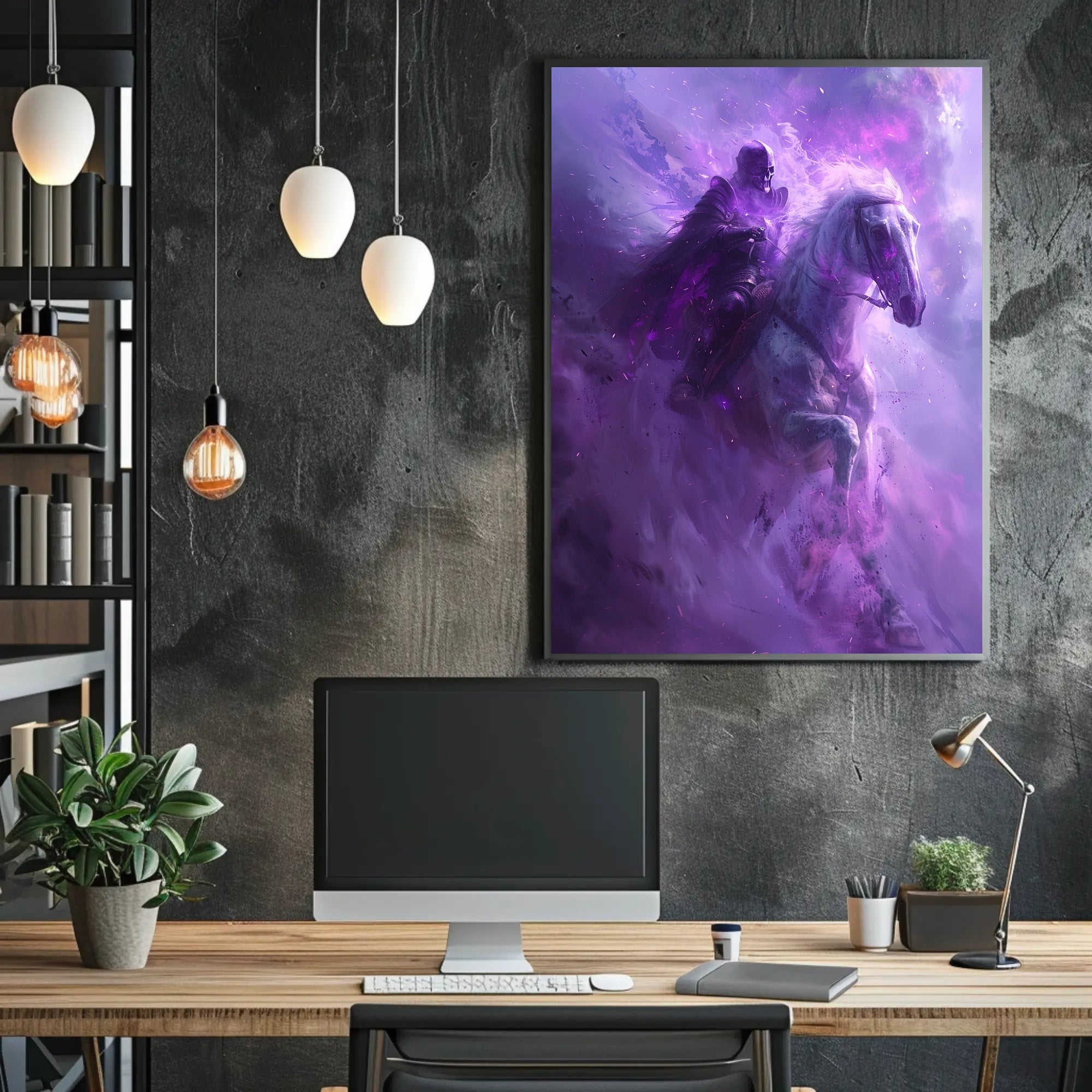 Dark Rider On Spectral Horse Fantasy or Mythology Poster PosterGoat