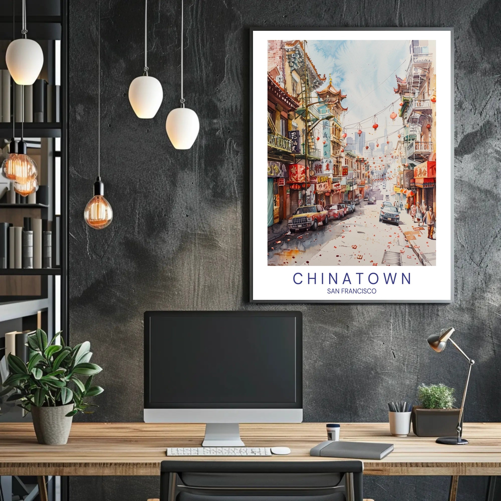 San Francisco Chinatown Vibrant Scene Travel Poster PosterGoat