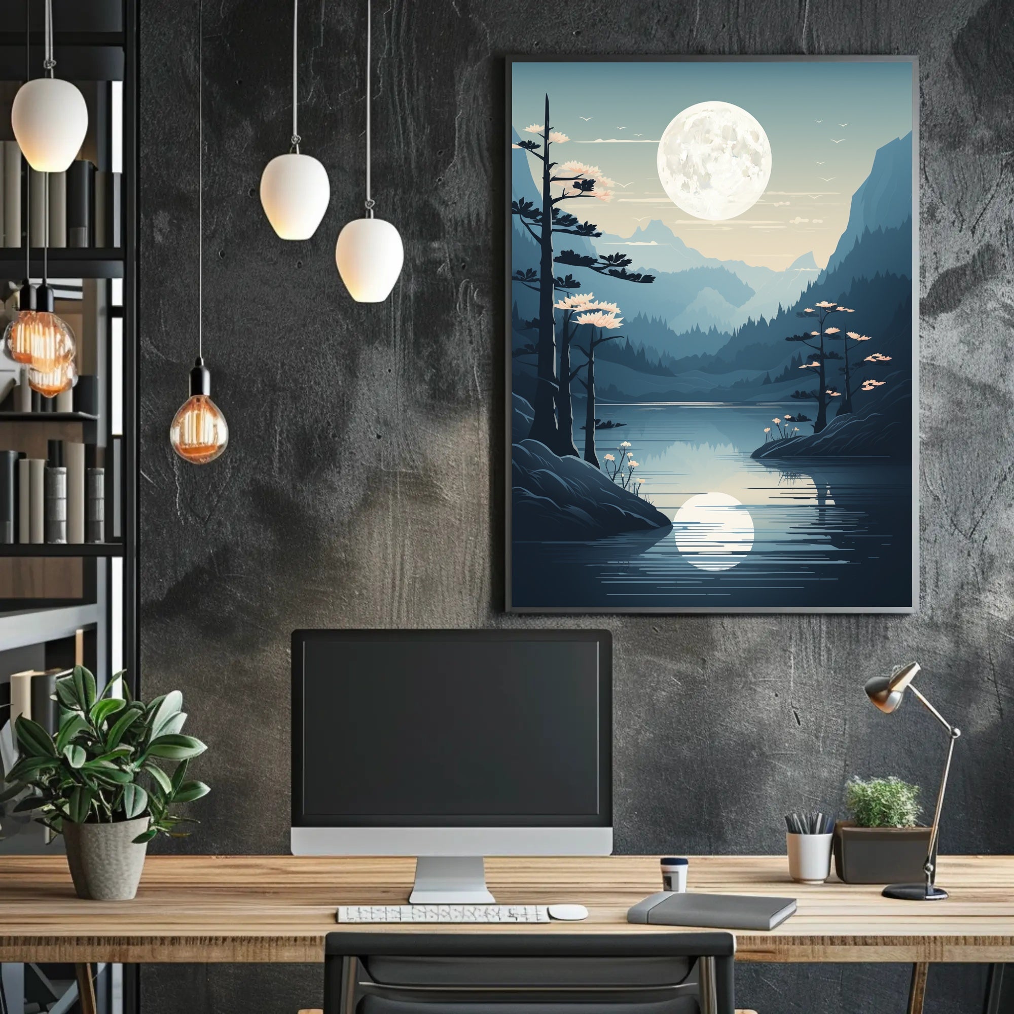 Moonlit Mountain Serenity Poster