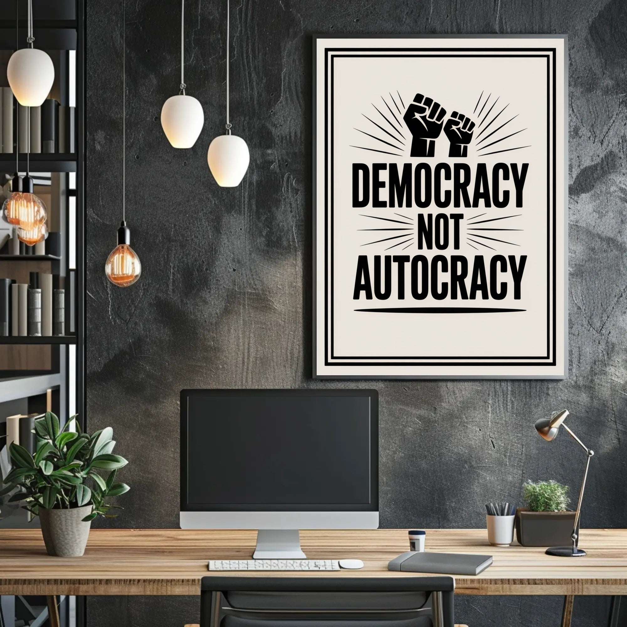 Democracy Not Autocracy Political or Propaganda Poster